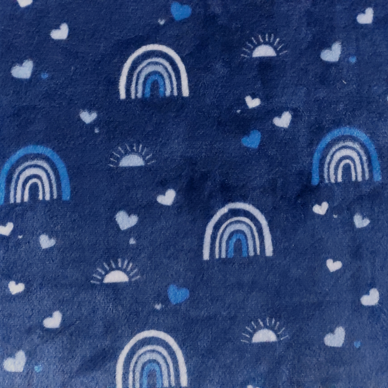 D441 - Arc-en-ciel (marine) motif Doudou Sieste - Fait au Québec par Au Fil des Saisons
